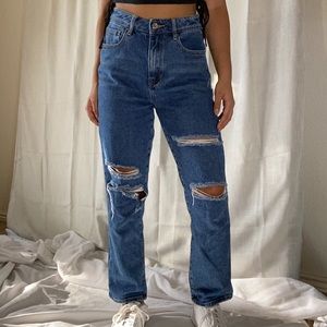 High Waisted Distressed Mom Jeans